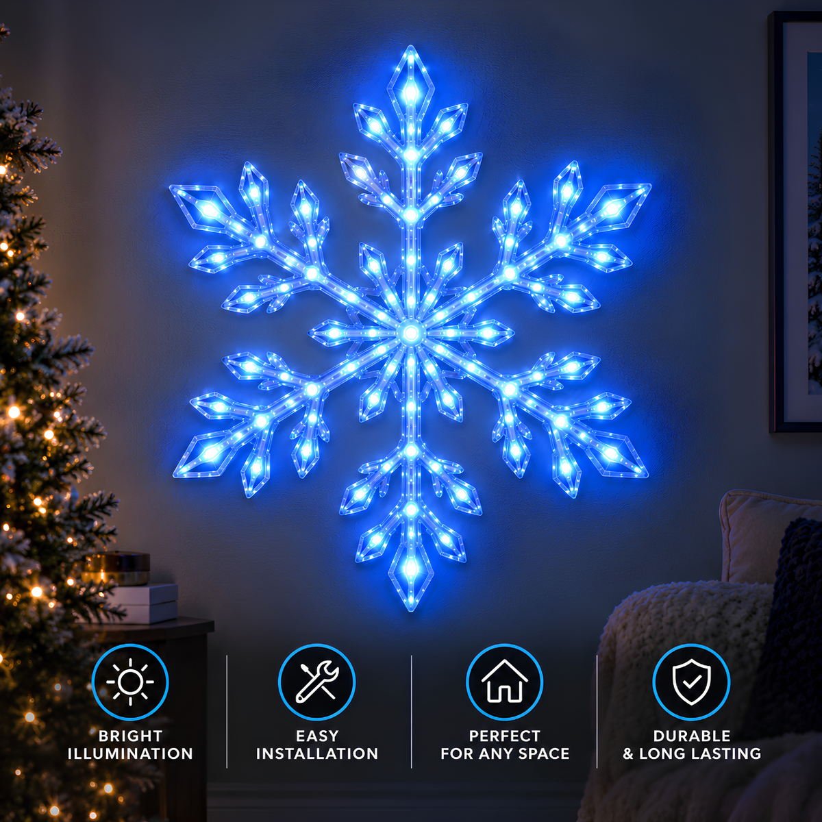 FrostGlow™ LED Snowflake Wall Set